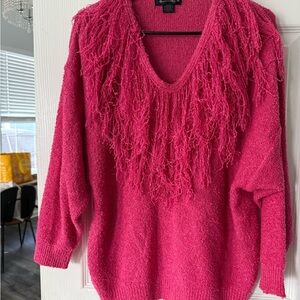 Vintage Women's Pink Sweater with Fringe Detail